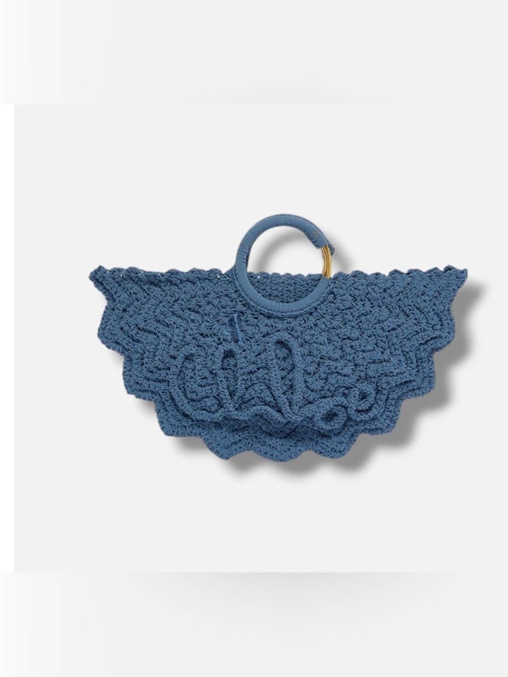 Chloe Blue Paravent Handwoven Crochet Ring-Handle Bag